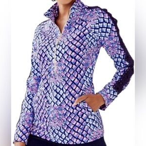 LILLY PULITZER Skipper Popover Pullover   Royal Purple "TOE IN"  Size XS
